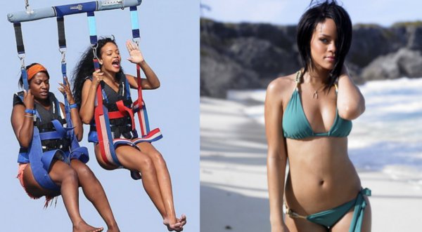 Rihanna se divirtió en paracaídas
