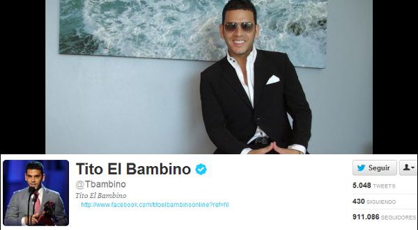 Tito El Bambino se acerca al millón de seguidores en Twitter