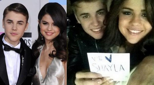 Justin Bieber y Selena Gomez hace un gesto de amor