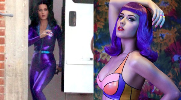 Katy Perry alborota los sets con sensual traje morado