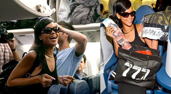Rihanna fue sorprendida por hombre desnudo en el avión