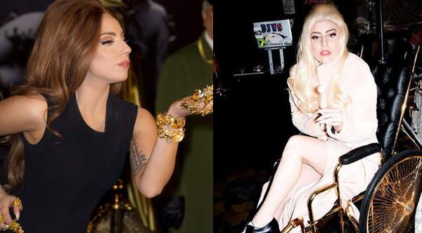 Lady Gaga se recupera en una silla de ruedas bañada de oro