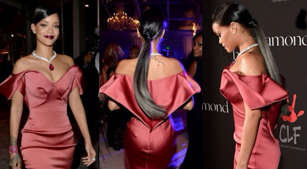 Rihanna deslumbró con vestido y lujoso collar- FOTOS
