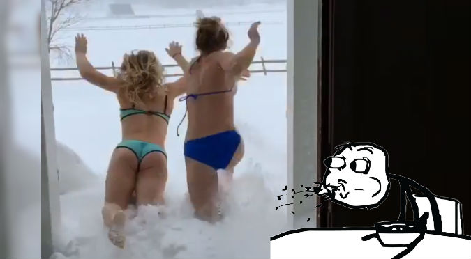 Snow Challenge: En nuevo reto viral la gente se tira sin ropa a la nieve – VIDEOS