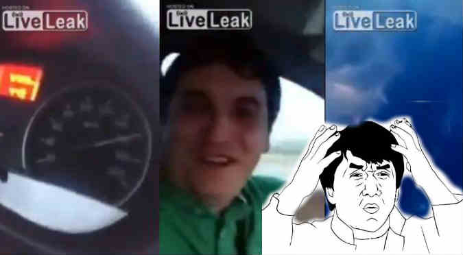 YouTube:  ¡Soltó el timón de su auto a 170  km/h y quedó así!