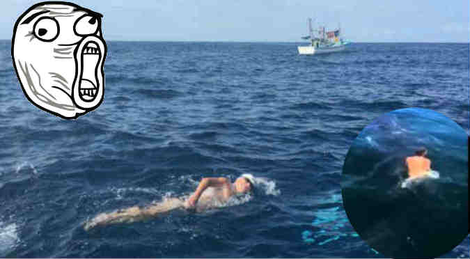 Facebook:  Abuelo cruzó el mar lleno de tiburones  y quedó así - VIDEO