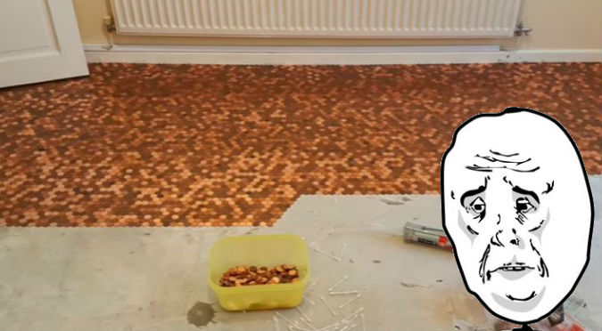 Facebook:  Cubrió su piso con monedas por esta insólita razón - VIDEO