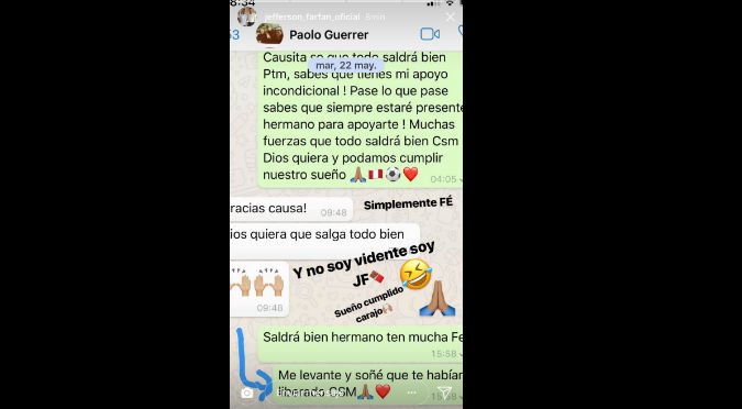 WhatsApp: Jefferson FarfÃ¡n filtra inÃ©dita conversaciÃ³n con Paolo Guerrero