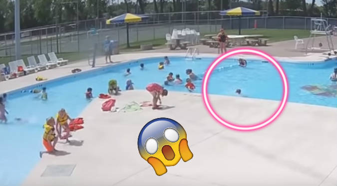Niño se ahogaba en piscina y nadie se da cuenta hasta que su ángel llegó a salvarlo (VIDEO)