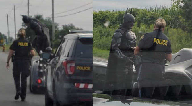 Policía detuvo a Batman y conductores quedaron asombrados (VIDEO)
