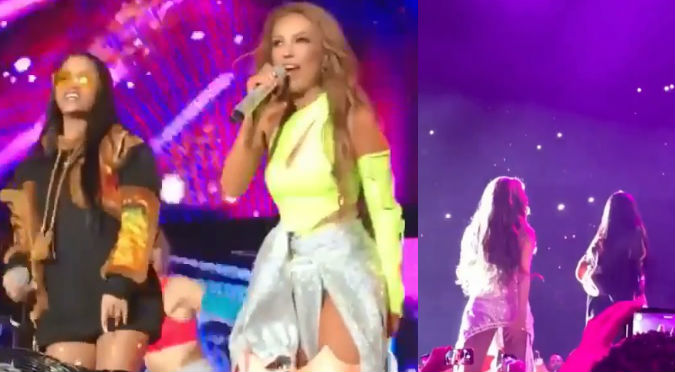 Natti Natasha y Thalía falla audio en concierto y sus voces reales quedan al descubierto