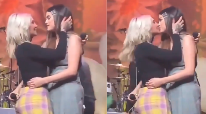 Selena Gómez besa a su amiga en pleno concierto (VIDEO)
