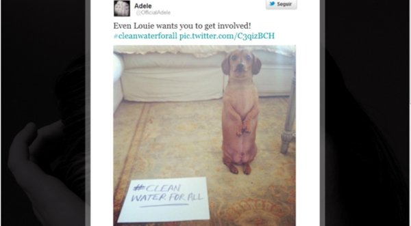 Adele y su perro piden 'agua limpia para todos'