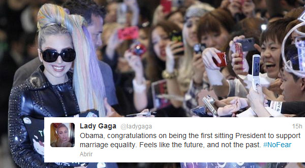 Lady Gaga felicitó a Barack Obama por apoyar al matrimonio gay