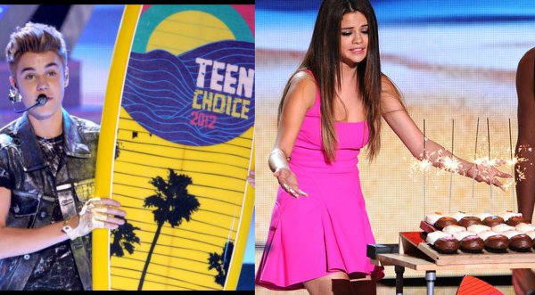 Justin Bieber y Selena Gomez brillan en los Teen Choice Awards