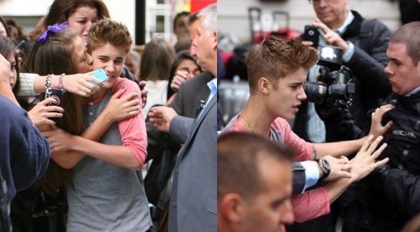 Justin Bieber es sorprendido por fan con un beso