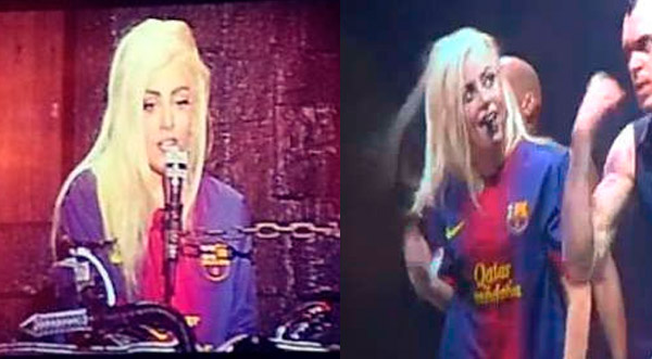 Lady Gaga declaró ser hincha del FC Barcelona y lució camiseta