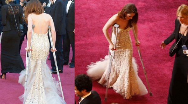 Kristen Stewart sorprendió a todos al usar muletas en los Oscar