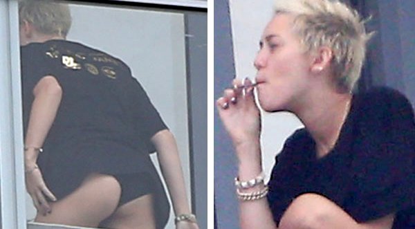 Fotos: Miley Cyrus deja ver de más cuando fumaba en hotel