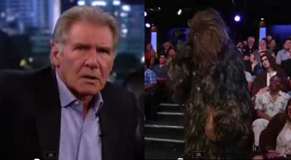Video: Harrison Ford se puso a discutir con Chewbacca