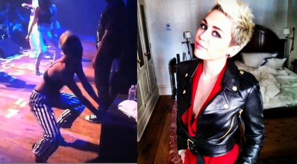 Video: Miley Cyrus se mueve hasta el suelo en el escenario