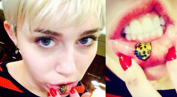 Miley Cyrus muestra su nuevo tatuaje en la boca