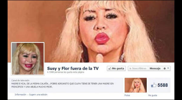 Crean página de Facebook para sacar de la televisión a Susy Díaz y su hija
