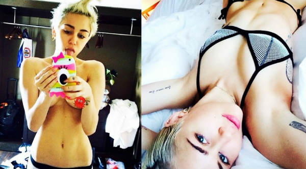 Miley Cyrus comparte imagen en 'topless'- FOTO