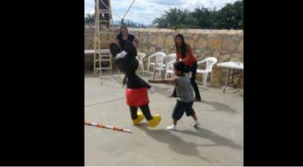 Divertido: Un niño pelea con una piñata de Micky Mouse - VIDEO