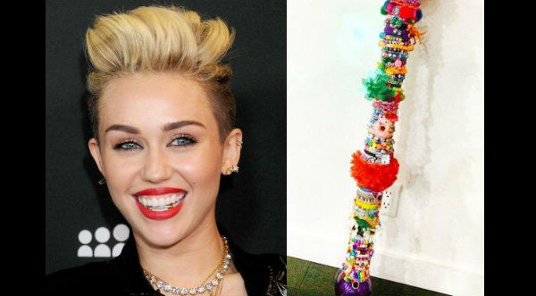 Miley Cyrus construye una 'pipa' con regalos de sus fanáticos - VIDEO