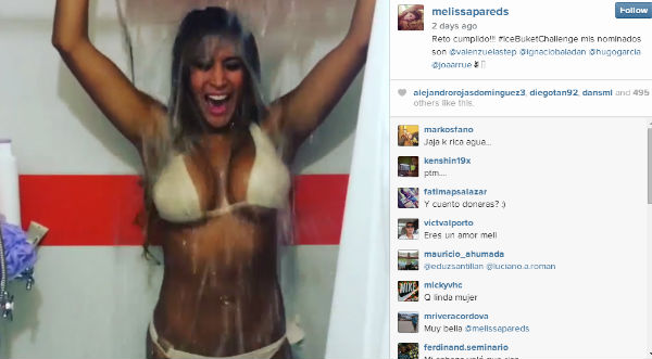 Melissa Paredes se unió al 'baldazo de agua helada' en sexy bikini- VIDEO
