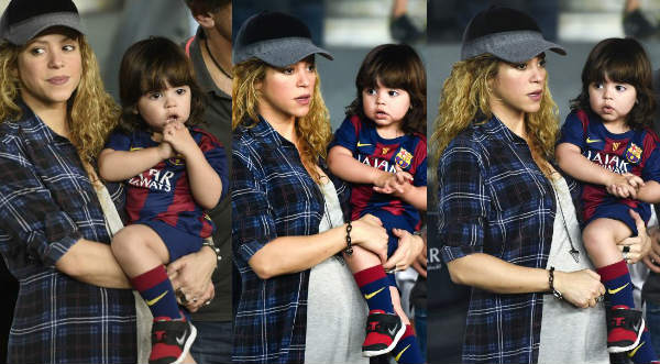 Shakira lució su embarazo junto a Milan en partido de Piqué - FOTOS