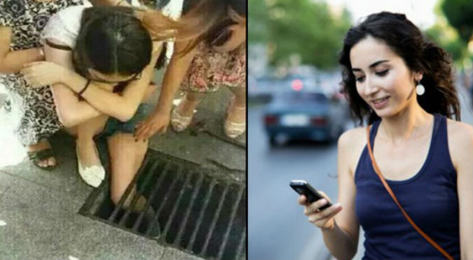 Una chica caminaba usando su celular y le pasó algo nada agradable - FOTOS