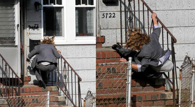 Impresionante caída por las escaleras de Jennifer López - VIDEO