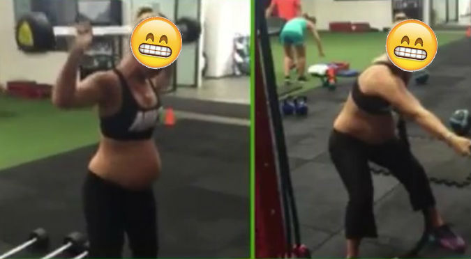 ¡Nooo! Esta excombatiente no deja el gimnasio a pesar de estar embarazada -VIDEO