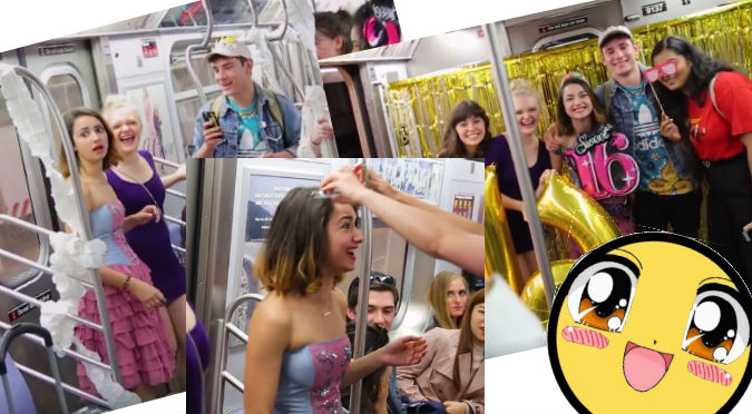 ¡Le prepararon alucinante sorpresa a su 'bf' en pleno metro! (VIDEO)