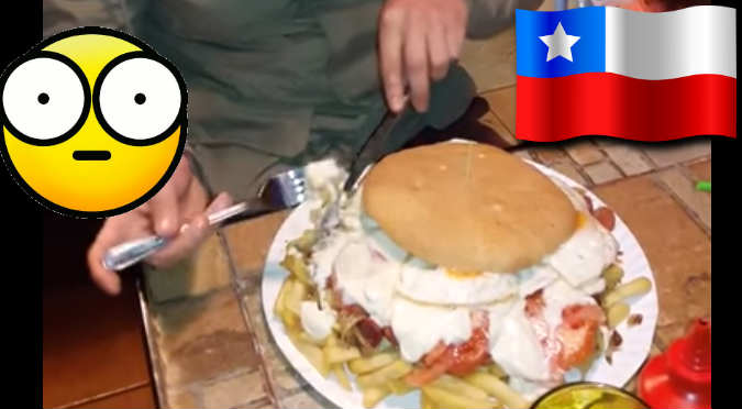 ¡No terminan de comer este gigante sándwich chileno por esto! (VIDEO)