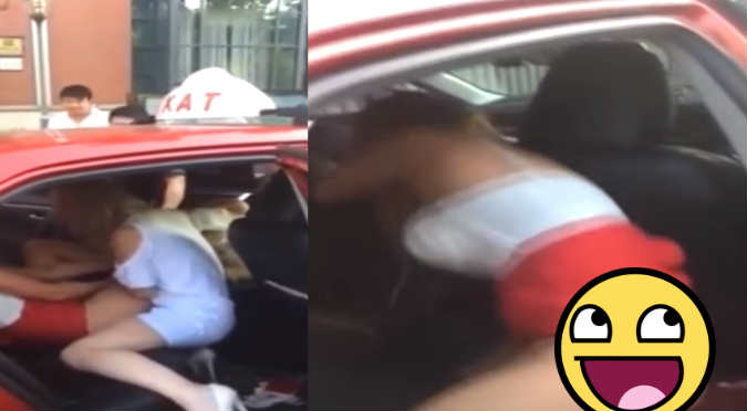 Mujeres se pelean en un taxi y muestran más de la cuenta (VIDEO)