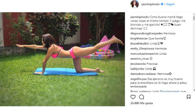 Jazmín Pinedo y sus ejercicios en bikini traen locos a todos
