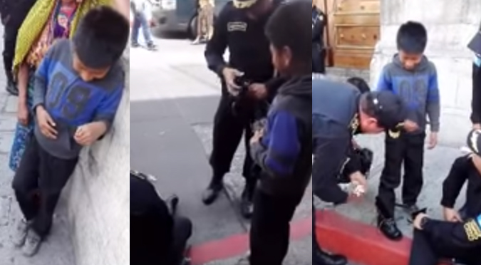YouTube: Policías detienen a niño y lo que hacen dejó atónitos a transeúntes