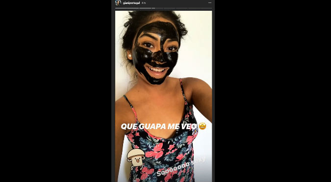 Gianina Portugal probó la 'mascarilla negra' y así quedó (VIDEO)