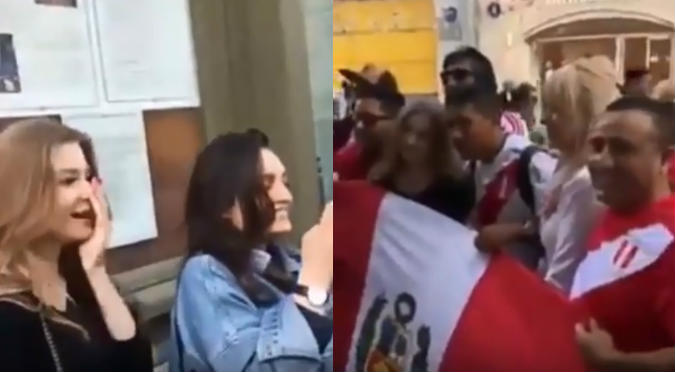 Rusas se alborotan por tomarse fotos con hinchas peruanos (VIDEO)