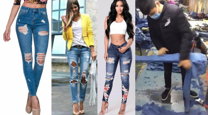 Viral: Video revela cómo fabrican los jeans rasgados