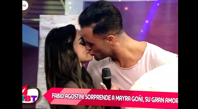 Fabio Agostini formaliza con Mayra Goñi y protagonizan romántica escena