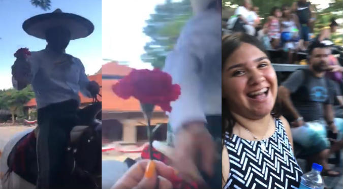 Le regalan flor a su novia y no pudo disimular sus celos (VIDEO)