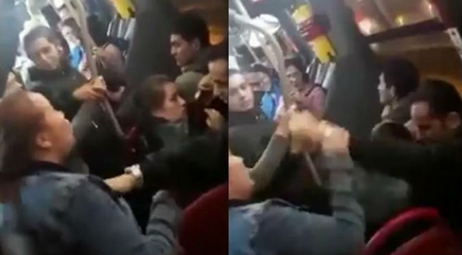 Agarró a golpes a su esposo tras encontrarlo con otra mujer en un microbús (VIDEO)