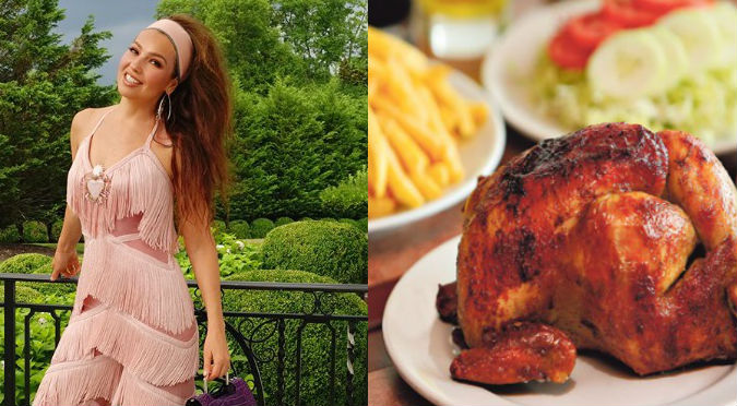 Thalía come pollo a la brasa en lujoso hotel de Miami (VIDEO)