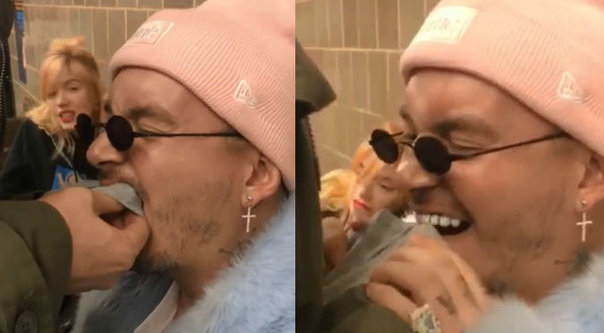 J Balvin casi se queda sin dientes por querer presumir sus diamantes (VIDEO)