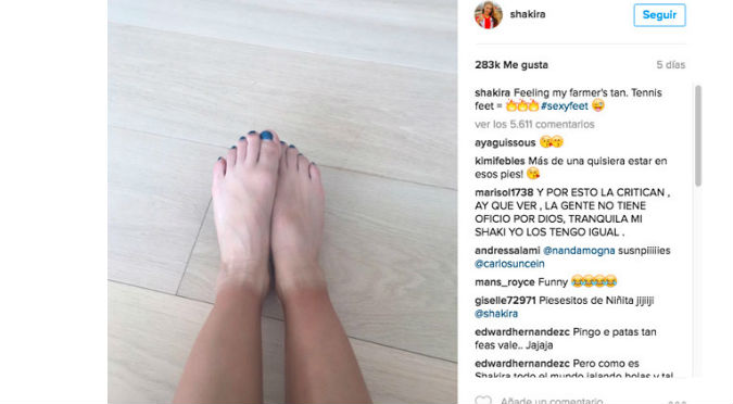 Critican a Shakira por 'falta de higiene' en sus pies