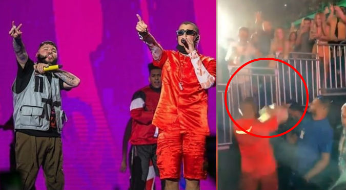 Bad Bunny lanza dólares en pleno concierto con Farruko (VIDEO)